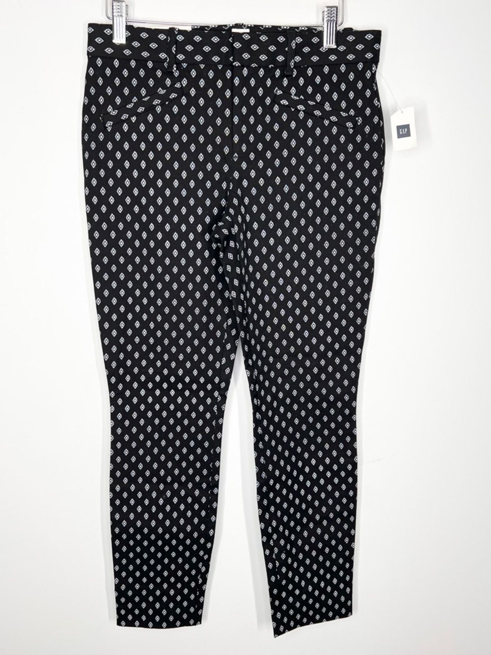 NWT GAP Skinny Ankle Mid Rise Two Way Stretch Pants Black White Pattern 4 Reg